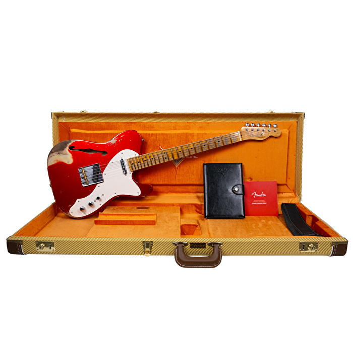 Fender Custom Shop 50s Thinline Telecaster Heavy Relic Aged Candy Apple Red Elektro Gitar